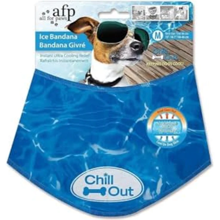 ALL FOR PAWS Chill Out Dog Ice Bandana, Kühlendes Haustierbandana für Sommer, atmungsaktives Tuch, klein