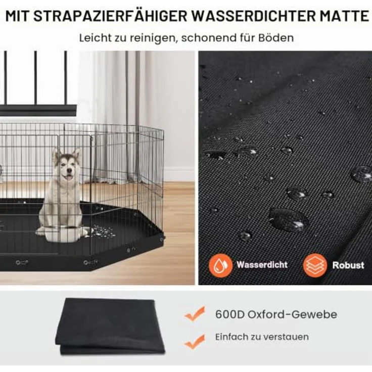 VEVOR Welpenlaufstall 8-TLG., freistehendes Tiergehege mit 609,6 cm Höhe, wasserdichter Bodenmatte aus 600D Oxford-Gewebe für kleine & mittelgroße Haustiere – Bild 4