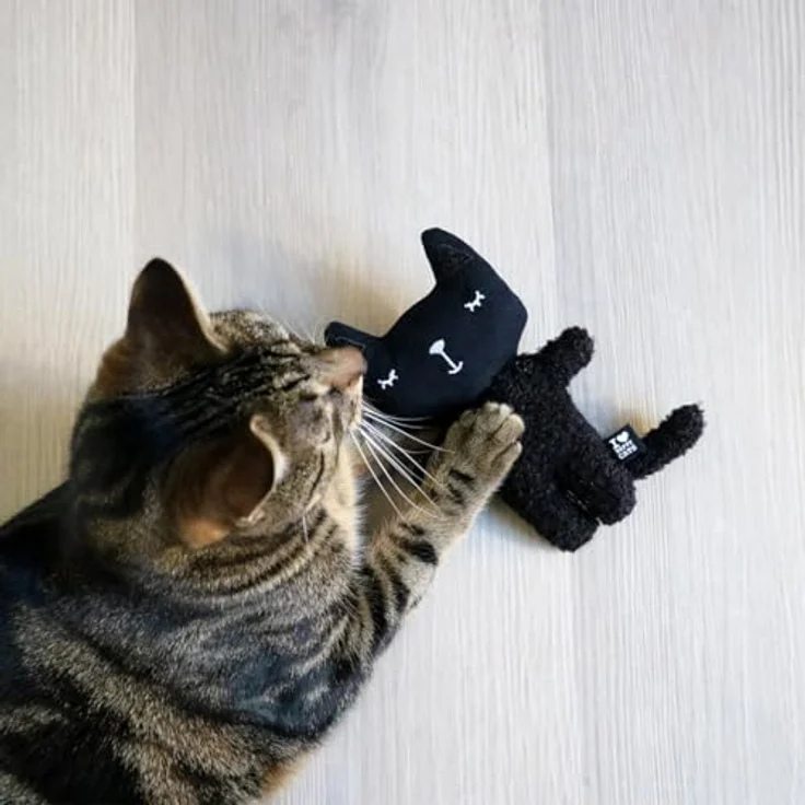 D&D Tierkuscheltier Katzenspielzeug I Love Happy Cats "Zeno" befüllbar schwarz, mit Happy Cats-Kräutermischung – Bild 5