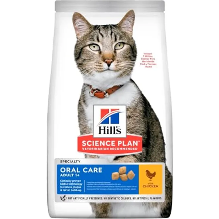 Hill's Science Plan Trockenfutter Katze, Adult, Oral Care mit Huhn, 1,5 kg - Klinisch erprobte Technologie zur Zahnpflege, Omega-6-Fettsäuren und Vitamin E für glänzendes Fell