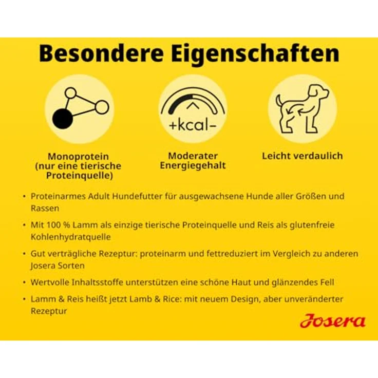 Josera Trockenfutter Hund Adult Lamm und Reis, Monoprotein mit 100% Lamm, glutenfrei, 12 kg – Bild 5