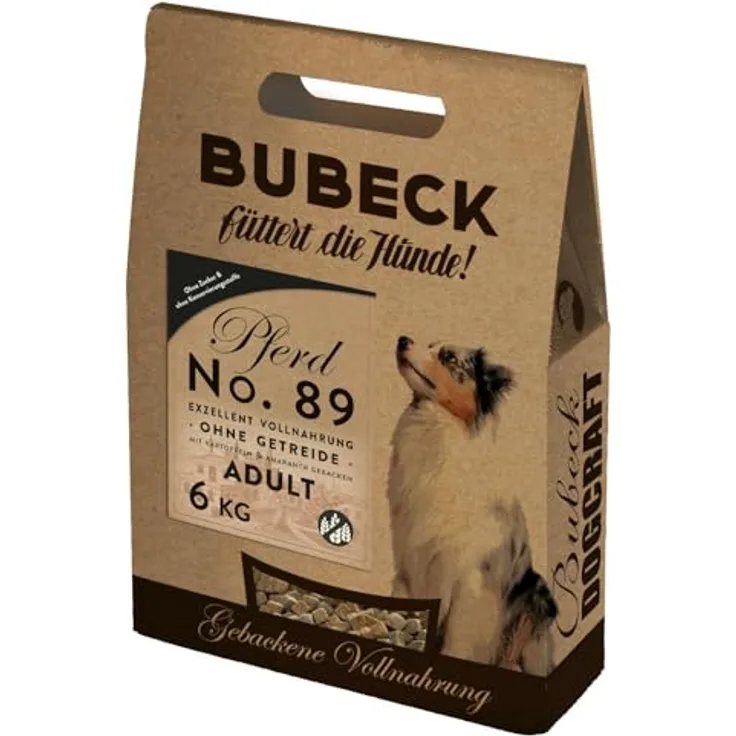 Bubeck Trockenfutter getreidefrei mit Pferdefleisch, Vollnahrung zuckerfrei gebacken für Hunde, 2 kg