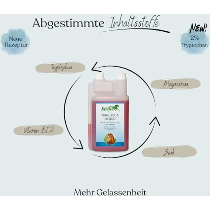 Stiefel MAG Plus Liquid, hochdosiertes Magnesium für Pferde zur Förderung von Gelassenheit, Konzentration und Leistungsbereitschaft, flüssig mit Dosierflasche, 1l – Bild 2