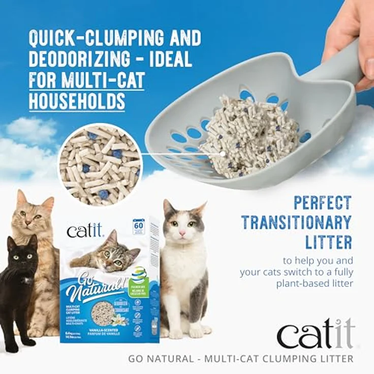 Catit Go Natural, Klumpendes Katzenstreu aus Erbsenhülsen, 99% staubfrei, Vanilleduft, 6,4kg – Bild 3