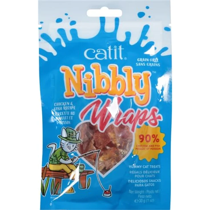 Catit Nibbly Wraps, Fisch mit Hühnerbrustfilet umwickelt, kalorienarm und getreidefrei, 30g (1er Pack) – Bild 2