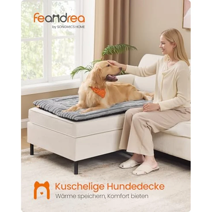 Feandrea Hundedecke XL, 105 x 70 cm, maschinenwaschbare Haustierdecke für Hunde und Katzen, Taubengrau, Anti-Rutsch, Pflegeleicht – Bild 2