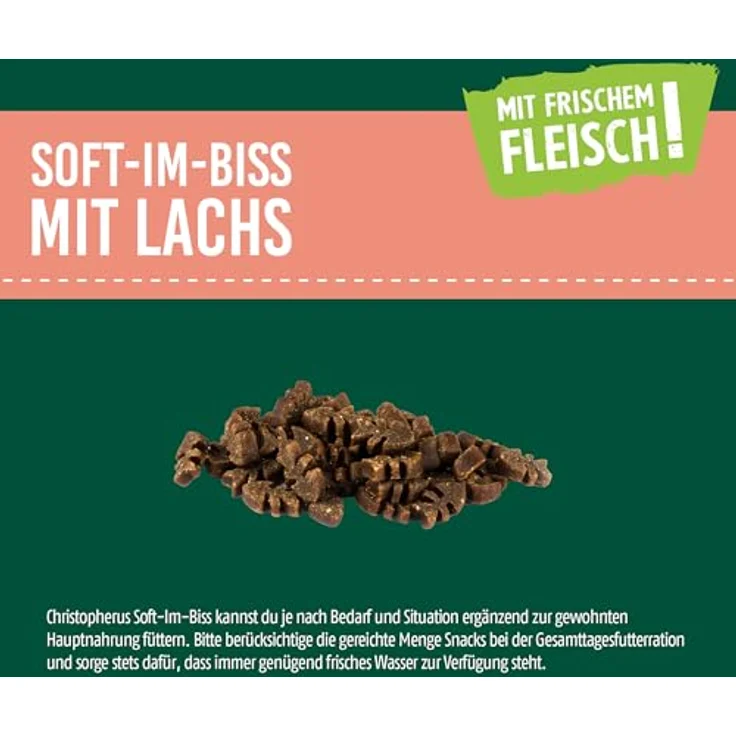 Christopherus Snacks Soft-Im-Biss mit Lachs, hypoallergenes Leckerli für Hunde, 125 g, getreidefrei und GMO-frei – Bild 5