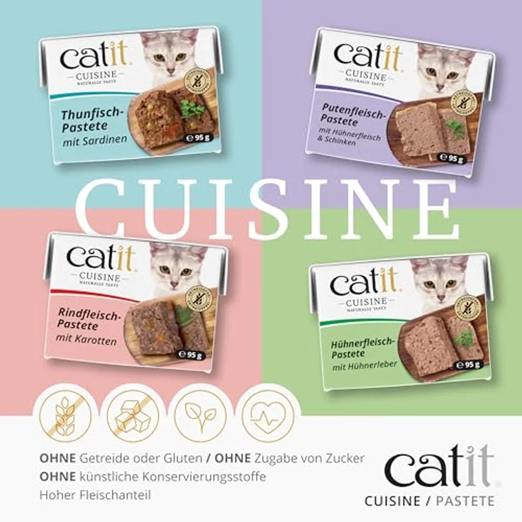 Catit Cuisine Pastete mit Thunfisch und Sardinen, Premium Nassfutter für Katzen, Alleinfuttermittel, getreidefrei, 95g, hoher Fischanteil – Bild 4