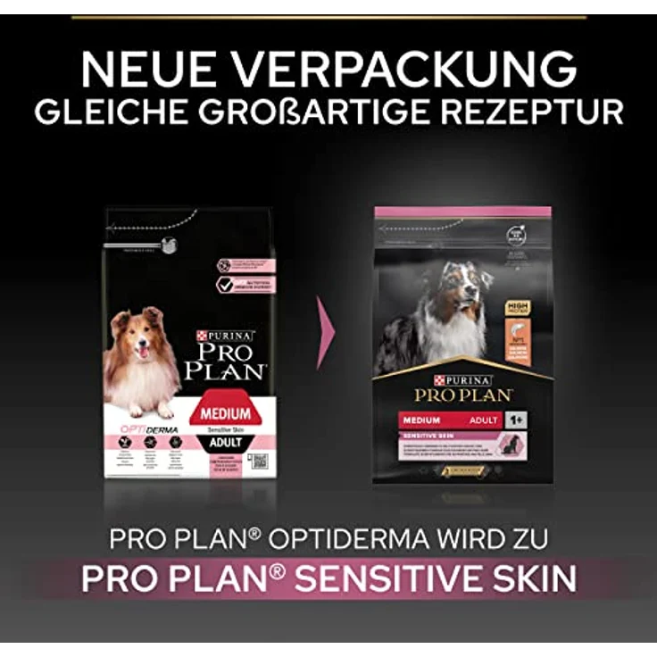 PURINA PRO PLAN Medium Adult Sensitive Skin, Trockenfutter für mittelgroße Hunde mit Lachs, 3 kg – Bild 2
