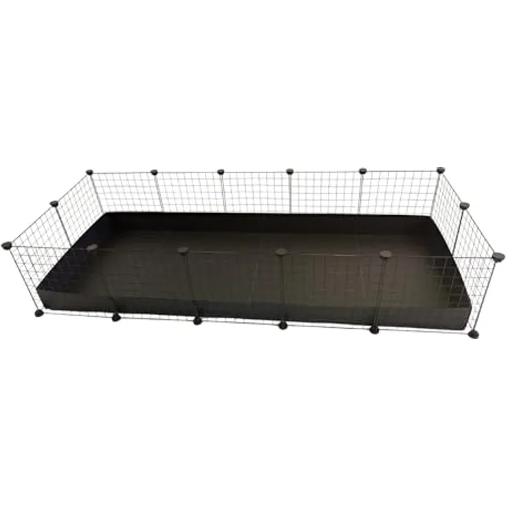C&C Modularkäfig, Gehege für Kleintiere, 180 x 75 x 37 cm, schwarz, modulare Bauweise, outdoor geeignet, TÜV-zertifiziert