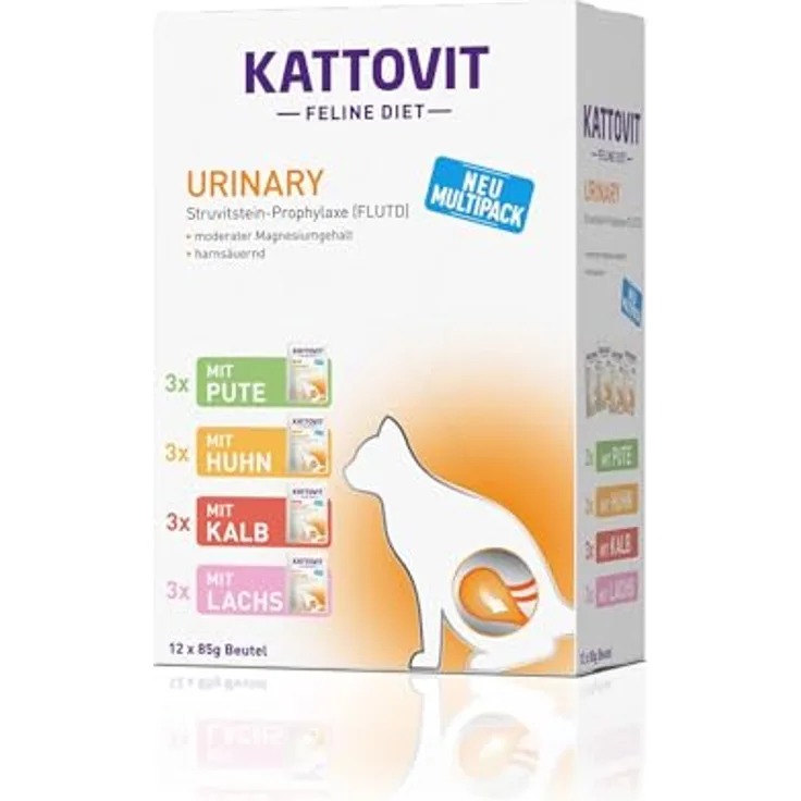 Kattovit Feline Diet Nassfutter Katze Urinary Multipack in Sauce, 12x85 g, zur Vorbeugung von Harnsteinen, hohe Verdaulichkeit