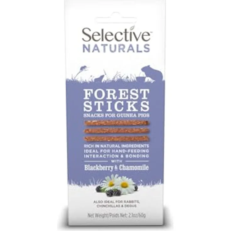 Supreme Petfoods Selective Naturals Futterstangen für Meerschweinchen, Forest Sticks mit Brombeere und Kamille, 60 g, 4er-Packung