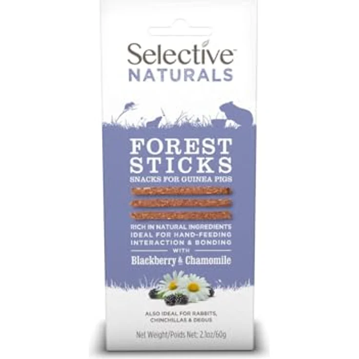 Supreme Petfoods Selective Naturals Futterstangen für Meerschweinchen, Forest Sticks mit Brombeere und Kamille, 60 g, 4er-Packung – Bild 1