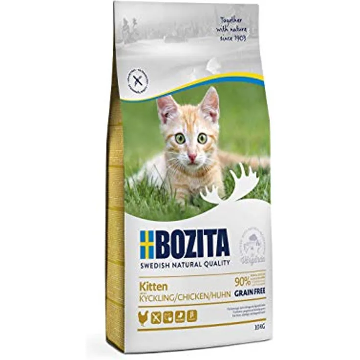 Bozita Kitten Getreidefrei Huhn, 10 kg Trockenfutter mit 34% Protein und 20% Fett, für junge Katzen und säugende Muttertiere, unterstützt Wachstum und Gesundheit