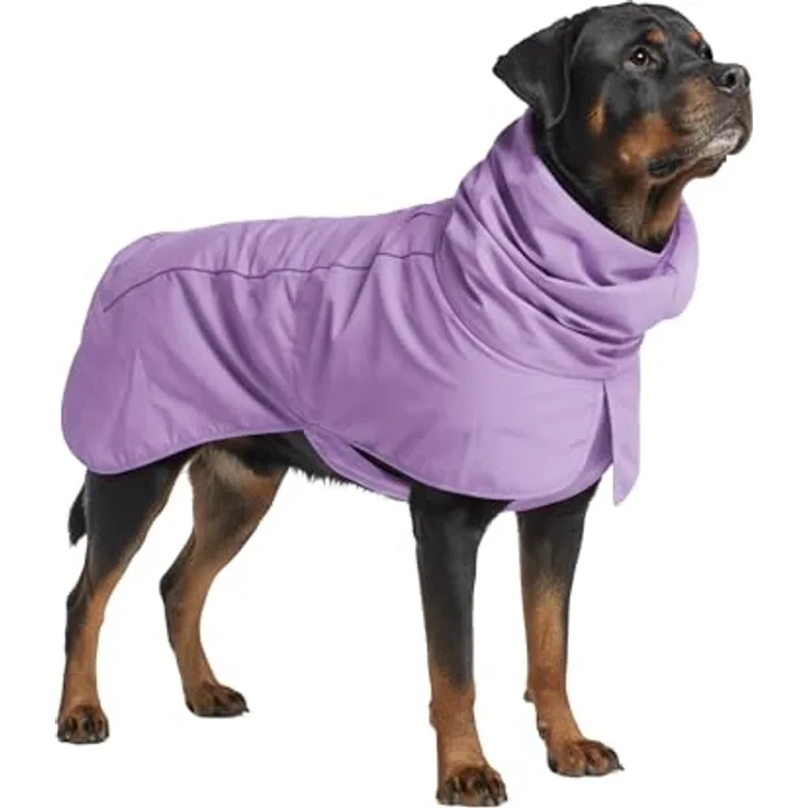 Spark Paws Hunderegenmantel, wasserdicht und winddicht, reflektierend, atmungsaktiv, für kleine bis extra große Hunde, Lila, 4XL