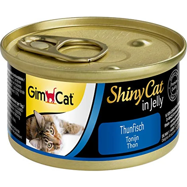 GimCat ShinyCat Thunfisch, Proteinreiches Katzen-Nassfutter 6x70g für Senior- und ausgewachsene Katzen, ohne künstliche Geschmacksverstärker