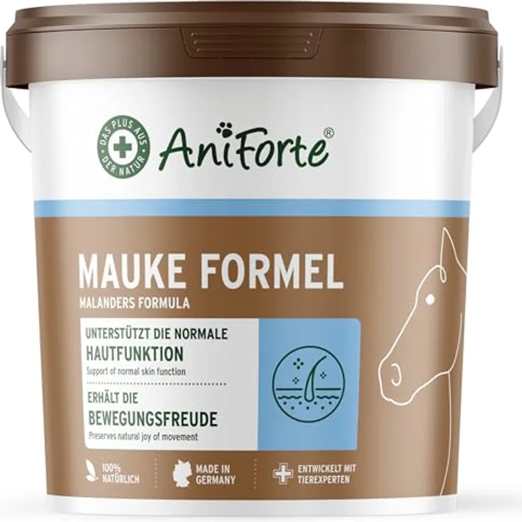 AniForte Mauke Formel für Pferde 1kg - Natürliche Haut- und Hufpflege, unterstützt Stoffwechsel & Immunsystem, für vitale Haut und Wohlbefinden