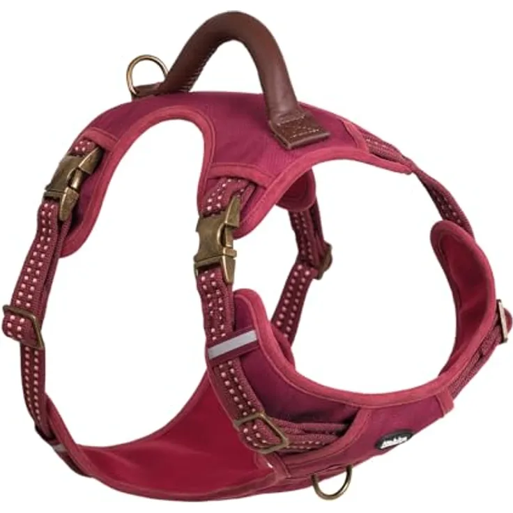 Nobby Hundegeschirr Sporty mit Griff rot, Nylon, stabil und ergonomisch, Retro-Look