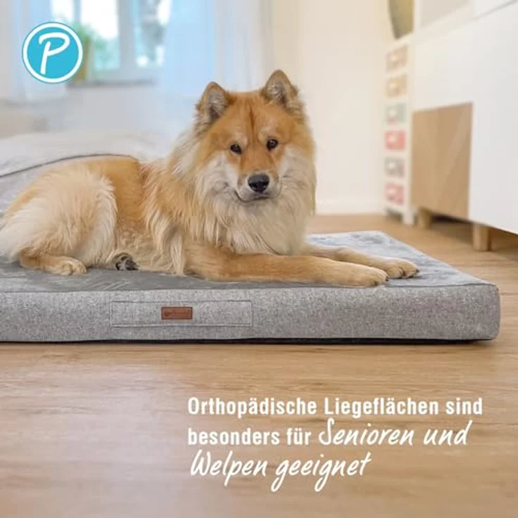 Petlando Merano Ortho, orthopädisches Hundebett + Katzenbett mit zwei verschiedenen Schichten, rutschfester Unterseite, abnehmbarer, waschbarer Bezug, in Größe S (72 x 50 x 8 cm) bis XXL (140 x 100 x 12 cm) – Bild 4