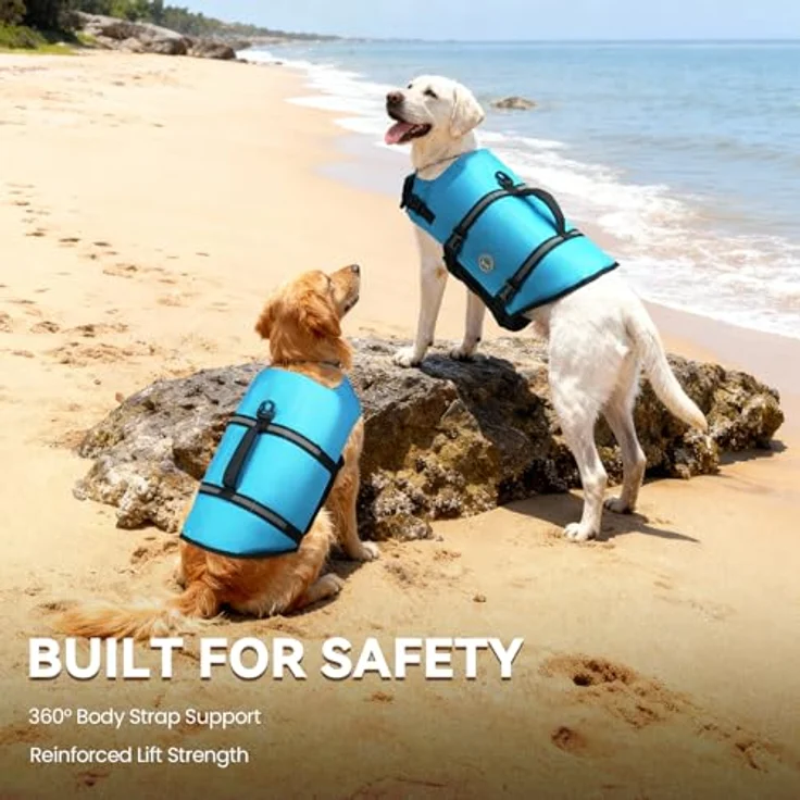 VIVAGLORY Hunde Schwimmweste Rip Stop, Sicherheitsweste mit extra Polsterung, S, Blau – Bild 2