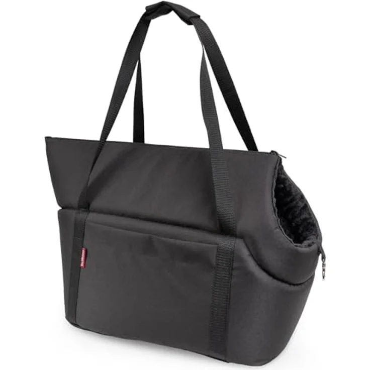 BOUTIQUE ZOO Hundetasche Schwarz Schwarz/Minky, Tragetasche für kleine und mittlere Hunde und Katzen, bis 10 kg, mit abnehmbarem Kissen und Sicherheitsgurt – Bild 1