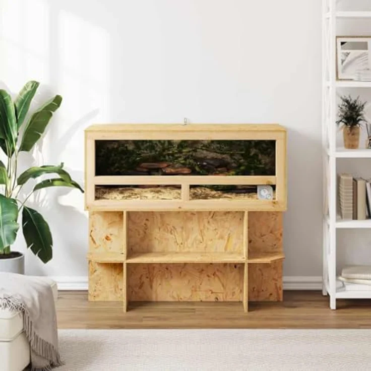 vidaXL Terrarium Braun 100 x 40 x 90 cm, Rechteckiges OSB-Terrarium für Reptilien und Amphibien, pflegeleicht und geräumig – Bild 4
