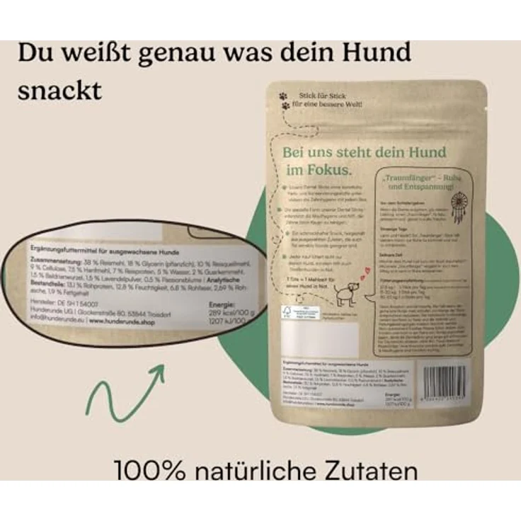 Hunderunde Dental Sticks Traumfänger, 42 STK, vegane Zahnpflege mit Baldrian, Lavendel & Passionsblume, getreidefrei und allergikerfreundlich – Bild 4