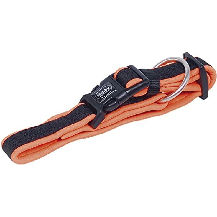 Nobby Halsband Mesh Preno, neon orange, 45-65 cm, stufenlos verstellbar mit Neoprenfutter und matt silbernen Metallteilen – Bild 1