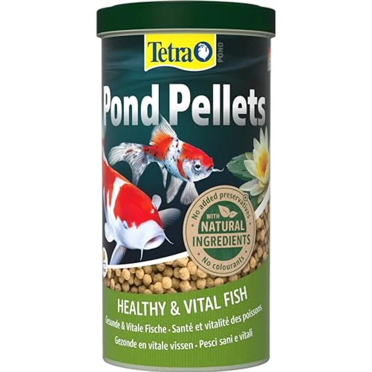 Tetra Pond Pellets, Fischfutter für alle Teichfische, 1 L Dose mit natürlichen Inhaltsstoffen für gesunde Fische und klares Wasser – Bild 1