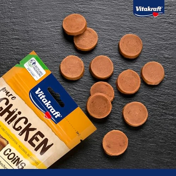 Vitakraft Pure Chicken Coins, Hundeleckerli mit 100% Hühnerbrustfilet, ohne Zuckerzusatz, 8x80g – Bild 2