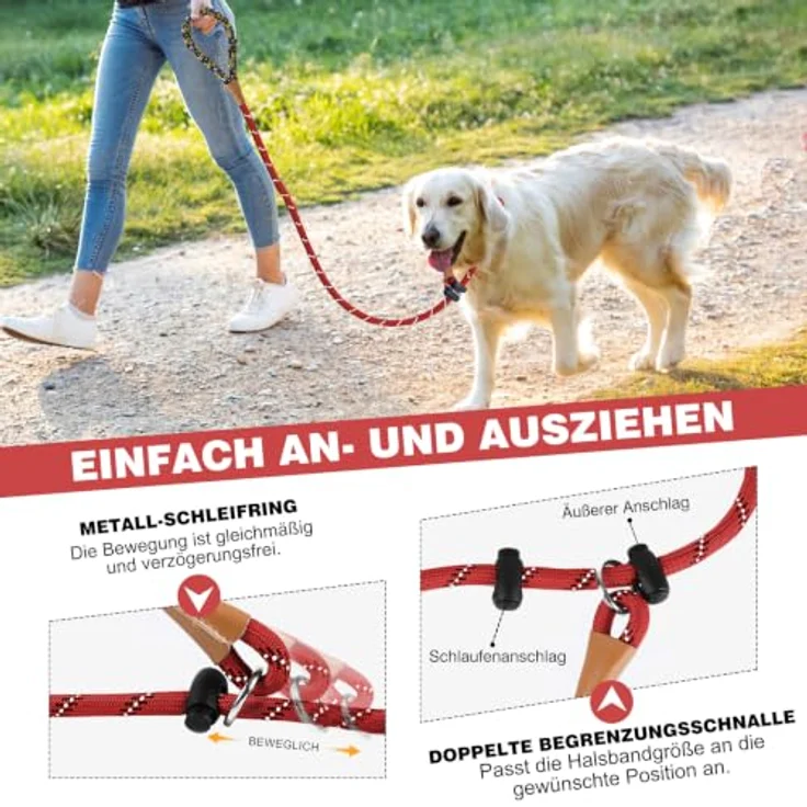 lynxking Hundeleine reflektierende 180cm Schleppleine mit Zugstopp, gepolstertem Griff und starker Sichtbarkeit bei Nacht, ideal für Training und Gassi gehen – Bild 4