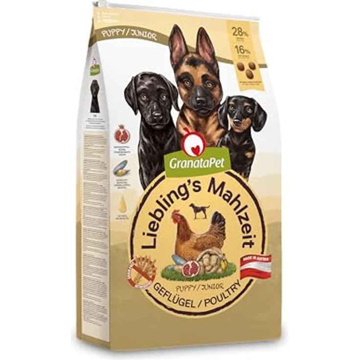 GranataPet Liebling's Mahlzeit Geflügel Junior, Trockenfutter für Hunde ohne Getreide & Zuckerzusätze, Alleinfuttermittel, 10 kg – Bild 1