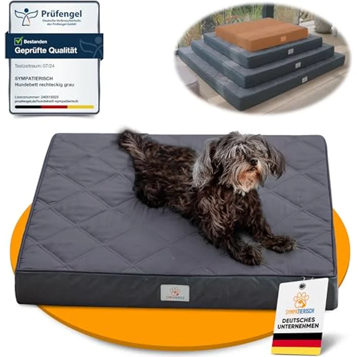 SympaTierisch Orthopädisches Hundebett, wasserdicht und rutschfest, Bezug waschbar, 70x60x8 cm für kleine bis große Hunde – Bild 1