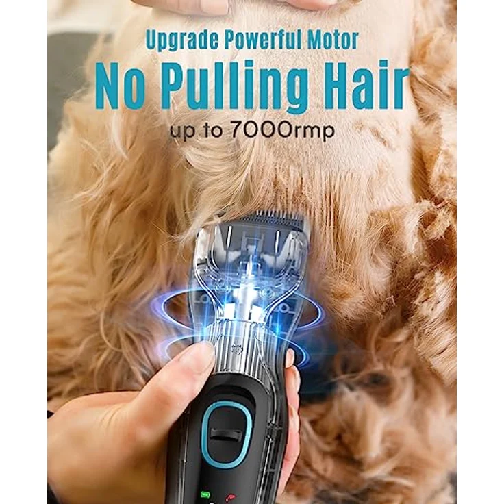oneisall Leise Hundeschermaschine, Profi Schermaschine für Hunde und Katzen, 7000RPM Motor, geräuscharm <55dB, lange/dicke/verfilzte Haarpflege – Bild 4