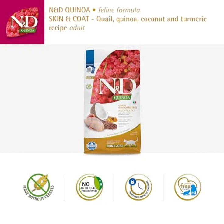 Farmina N&D Quinoa Adult Pellets, Trockenfutter für Katzen mit Wachtel und Kokosnuss, 1,5 kg, ohne Mais, reich an Vitaminen und natürlichen Antioxidantien – Bild 4