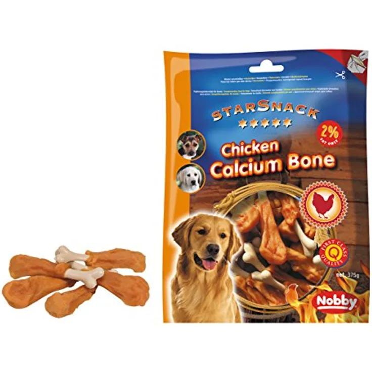 Nobby STARSNACK Barbecue Chicken Calcium Bone, 375 g, mit 72,1 % Hähnchen und nur 2,0 % Fett