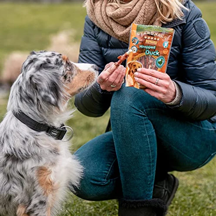 Nobby STARSNACK Barbecue Wrapped Duck, 375 g, kalorienarme Hundesnacks aus 100 % Rinderhaut und getrocknetem Entenfleisch, wiederverschließbarer Frischebeutel – Bild 3