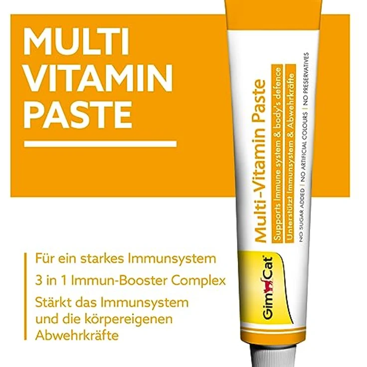 GimCat Multi-Vitamin Paste, Gesunder Katzensnack zur Stärkung des Immunsystems, 200 g Tube – Bild 2