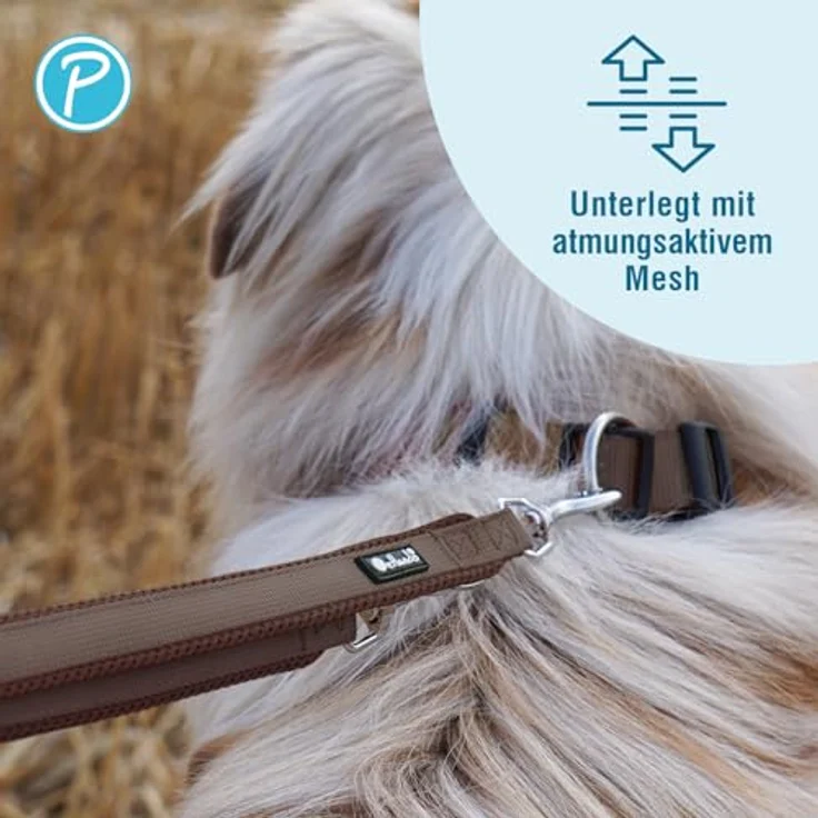 Petlando Hundeleine Mesh, 3m flexibel verstellbar, weich gepolstert, Mokka, 300x2,5cm – Bild 3