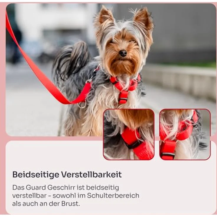 Chaba Guard Hundegeschirr, verstellbares Anti-Zug Brustgeschirr für kleine und mittelgroße Hunde, ergonomisches Design, Größe M, ROT – Bild 5