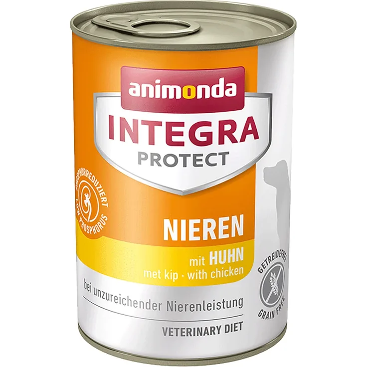 animonda Integra Protect Adult Hundefutter, Nassfutter bei chronischer Nierinsuffizienz, Huhn, getreidefrei, 6x400g
