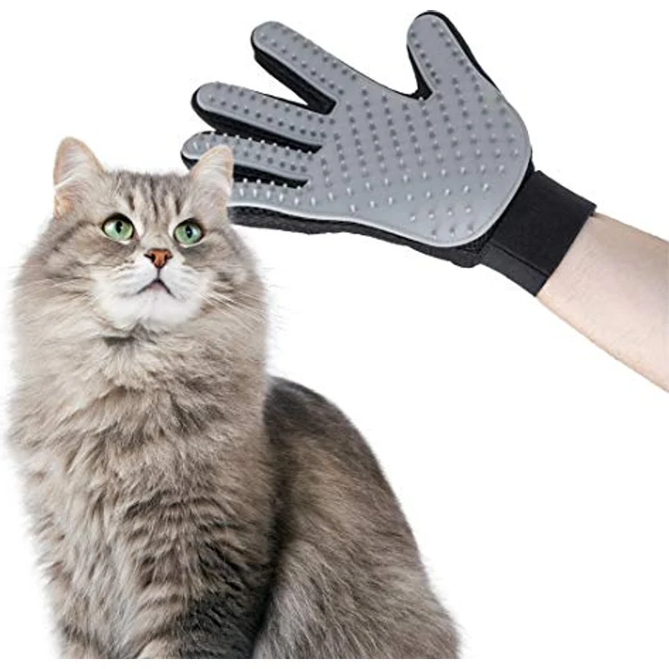 InnovaGoods Bürsthandschuh für Haustiere, 2-in-1 Tiefenreinigung und Entspannungsmassage, Atmungsaktiv, flexibel, Grau-Schwarz, 16 x 23 cm, Silikon – Bild 3