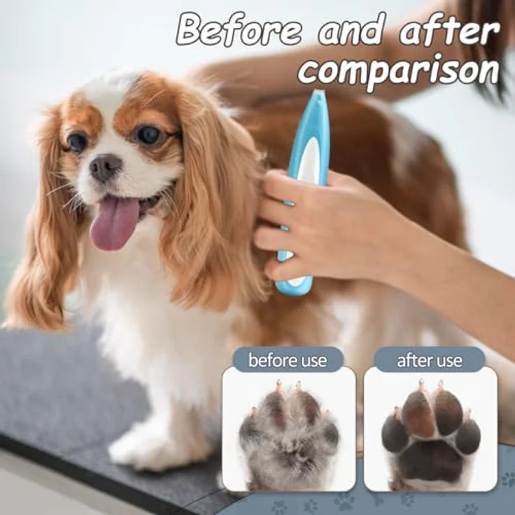 FFTANXS Pfotentrimmer für Hunde/Katze, wasserdichte Haarschneidemaschine mit LED-Licht, leise und vibrationsarm, geeignet für dickes Tierhaare, blau – Bild 5