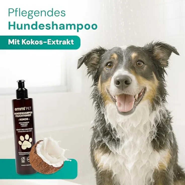 Emmi-pet Hundeshampoo Feuchtigkeit Cocos 250 ml – sanfte Hydro-Fellpflege, entfernt Milbenkot & Pilzsporen, feuchtigkeitsspendend, für empfindliche Hundehaut – Bild 2