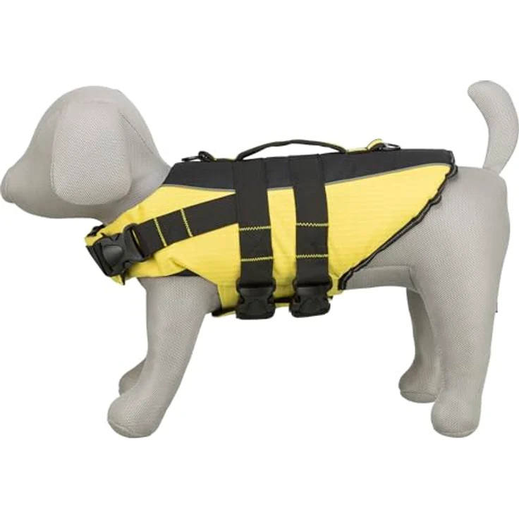 TRIXIE Hunde-Schwimmweste M: 45 cm (bis 30 kg) neon-gelb – schnell trocknende Rettungsweste mit Rettungsgriff für Sicherheit bei Wasseraktivitäten – Bild 2