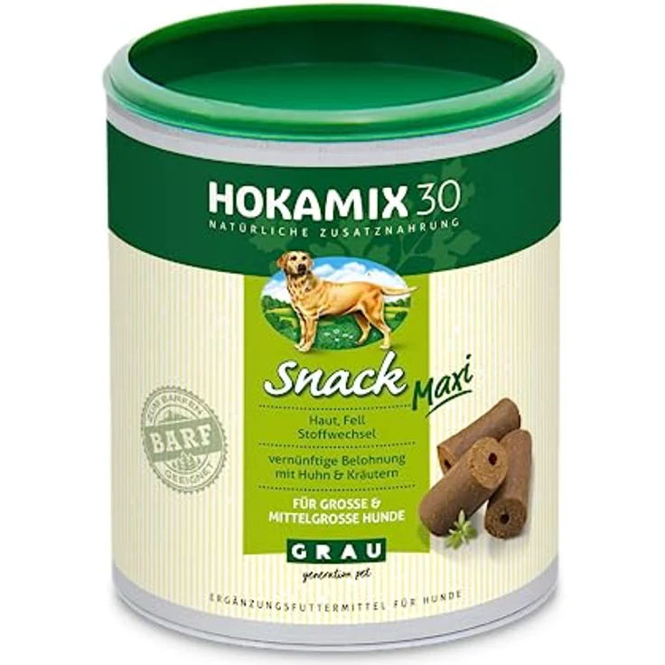GRAU HOKAMIX 30 Snack Maxi, Futterergänzung für mittelgroße bis große Hunde, mit Hühnerfrischfleisch, 400 g – Bild 1