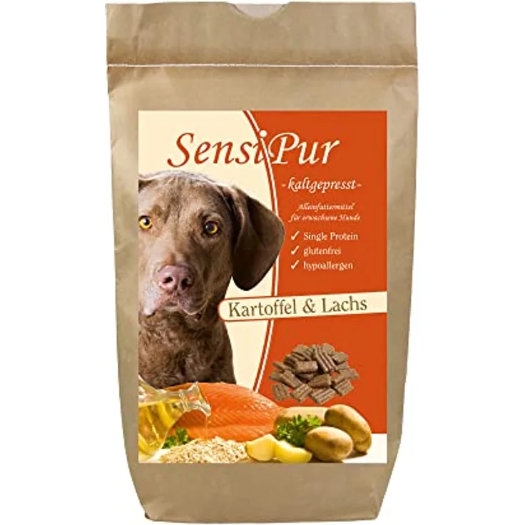 SensiPur Kartoffel & Lachs, 4 kg Hunde-Trockenfutter mit hochwertigem Lachs und leicht verdaulichen Kartoffeln für empfindliche Mägen