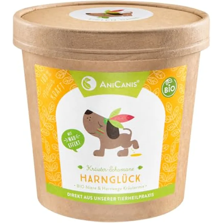 AniCanis Bio Harnglück, Nierenkräuter für Hunde, 100g Kräutermix zur Unterstützung von Niere, Blase und Harnwegen, 100% Bio und vegan