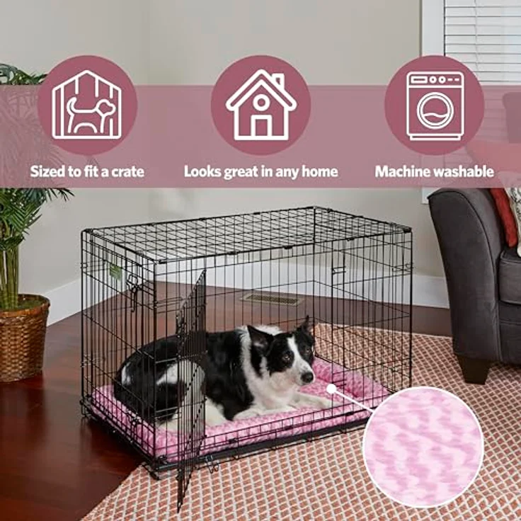 MidWest Homes for Pets QuietTime Fashion XXS-Hundebett, rosa, Kunstfell-Randpolster, maschinenwaschbar, 45,7 x 30,5 cm, ideal für kleine Hunde und Katzen – Bild 3
