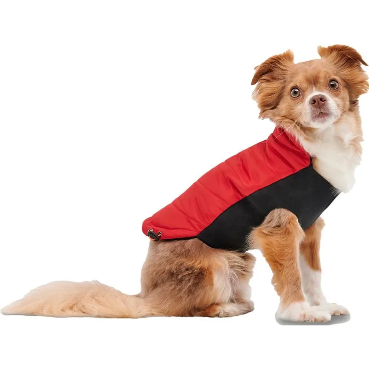 Goo-eez Gooeez Mock Neck Signature Jacket XL, Hundemantel in Rot/Schwarz mit wasserabweisender Außenseite und Plüschfutter